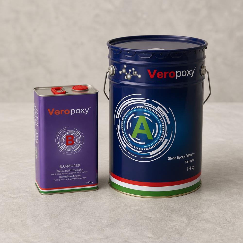Эпоксидный густой клей для камня Veropoxy прозрачно-молочный 1,85кг Китай В